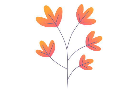 Autumn Botany Branch: Decorative Yellow Design Elements